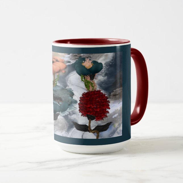 Mug Floral d'art Abstrait (Devant droit)