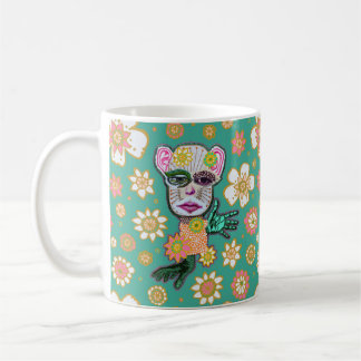 Mug Floral de rouleaux turquoise par Natalie Schorr