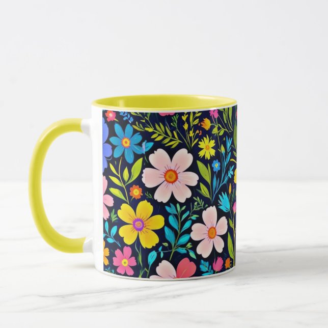 Mug Floral Digital Peinture Fleurs Motif-38875 (Gauche)