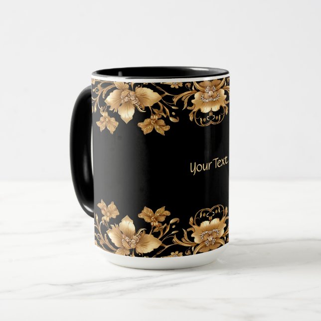 Mug floral doré (Devant gauche)