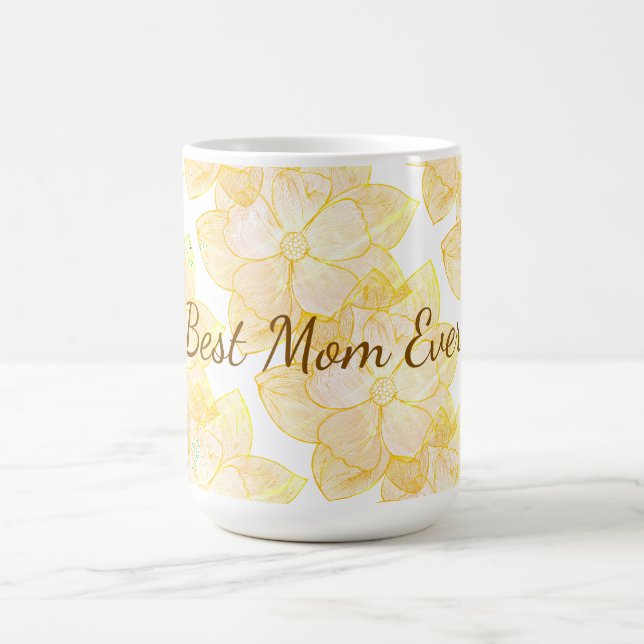 Mug floral doré ensoleillé "Meilleure Maman Du Mon (Centre)