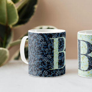 Mug Floral Elegant Classy Monogramme B bleu avec phras