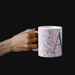 Mug Floral Elegant Classy Monogramme Un lilas avec phr