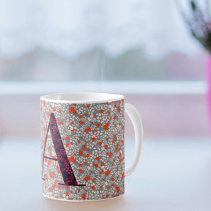 Mug Floral Elegant Classy Monogramme Un vert avec phra