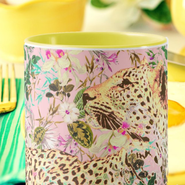 Mug Floral empreinte de léopard tropical hawaïen (Créateur téléchargé)