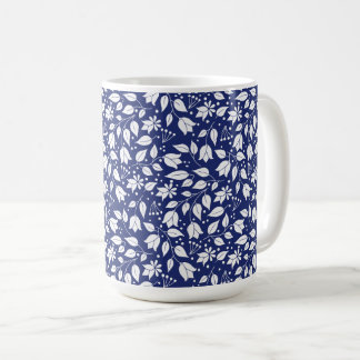 Mug floral en marine et blanc