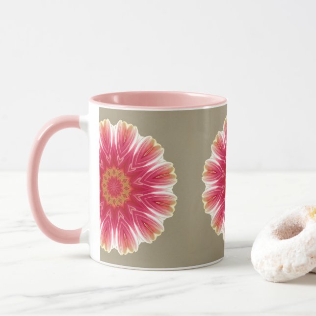 Mug Floral en rose (Avec donut)