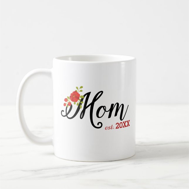 Mug Floral et cursif établis par maman (Gauche)