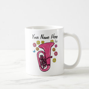 Mug Floral Fleurs Tuba Tubaist musicien en laiton sur