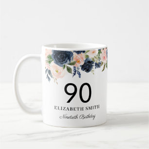 Mug Floral flush de la marine Personnalisé 90e anniver