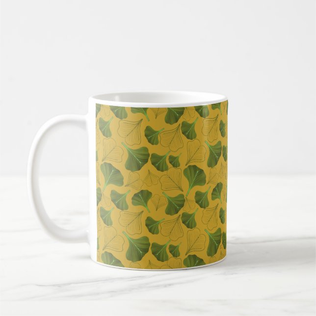 Mug Floral Ginkgo Motif jaune feuille (Gauche)