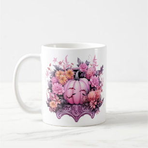 Mug Floral Halloween Citrouille rose