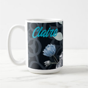 Mug Floral hiver gelé, bleu Icy et Motif argenté R