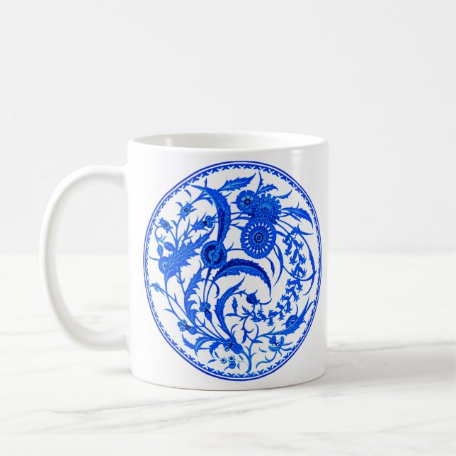 Mug Floral Jacobéen chinois antique - Bleu de Cobalt (Gauche)