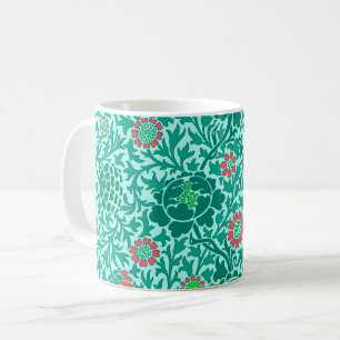 Mug Floral jacobéen, Turquoise, Aqua et Coral