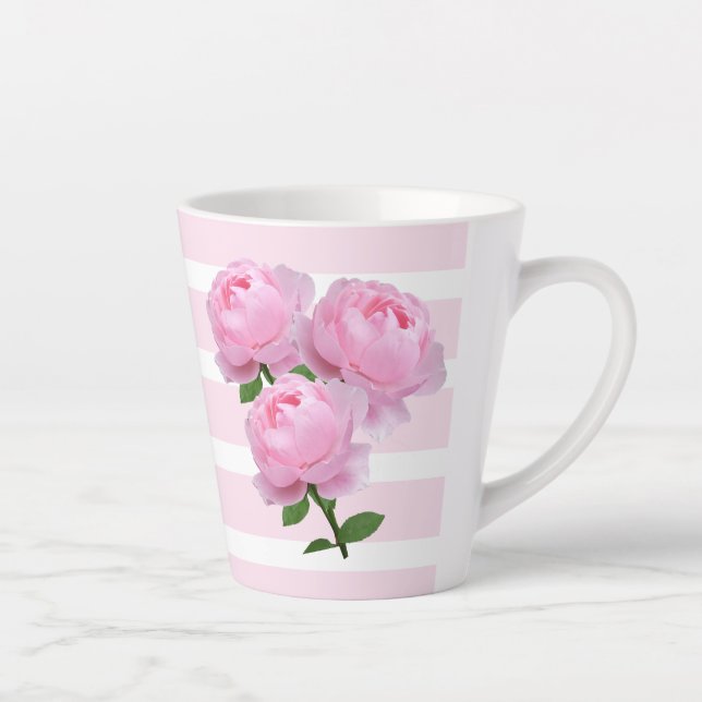 Mug Floral Latte Roses Roses Fines (Droite)