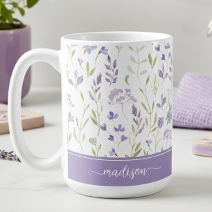 Mug floral lavande personnalisé