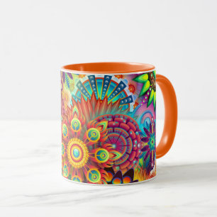 Mug Floral Mandala Collage psychédélique