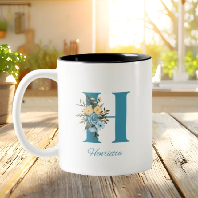 Mug floral minimaliste bleu (Créateur téléchargé)