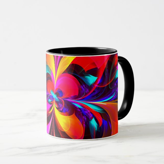 Mug Floral moderne Art Abstrait Rouge Bleu Motif #07 (Devant droit)