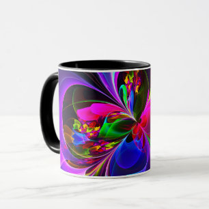 Mug Floral moderne Art Abstrait Rouge Bleu Motif #12