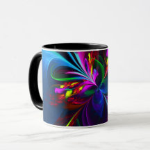 Floral moderne Art Abstrait Rouge Bleu Motif #15