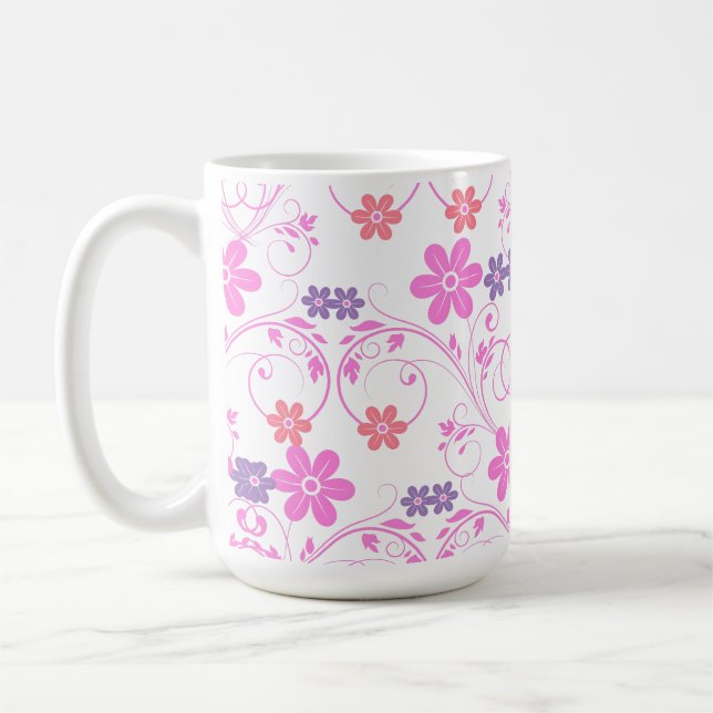 Mug Floral moderne violet rose (Gauche)