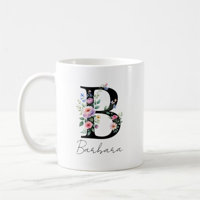 Mug  Floral Monogram – Letter B (Gauche)