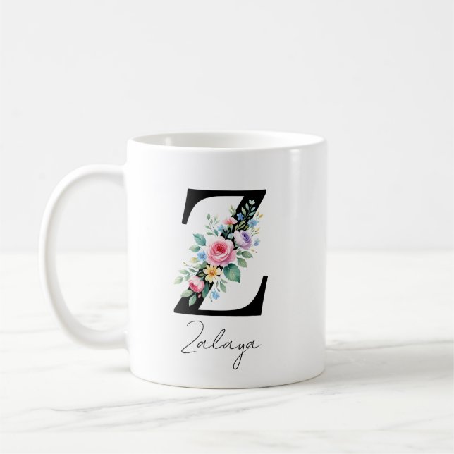 Mug  Floral Monogram – Letter Z (Gauche)