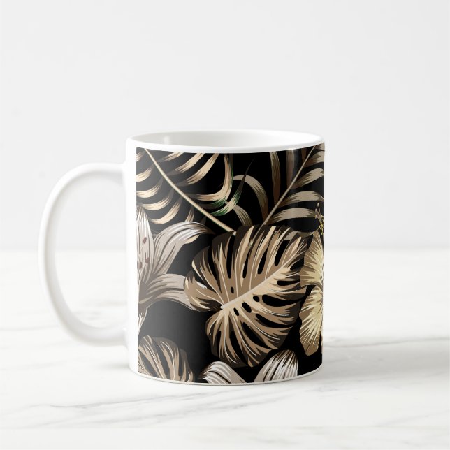 Mug Floral Motif sans couture avec Feuilles. (Gauche)