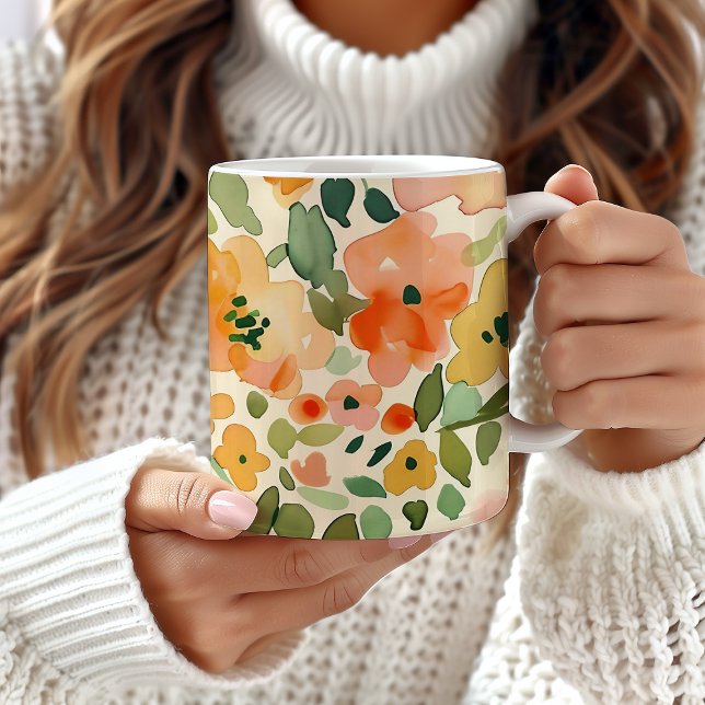 Mug floral, Moule à motifs floraux, Aquarelle (Créateur téléchargé)