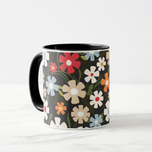 Mug Floral Multicolor Jouer sur Arrière - plan noir
