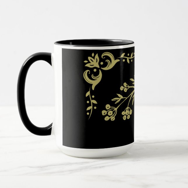 Mug Floral noir et or (Gauche)