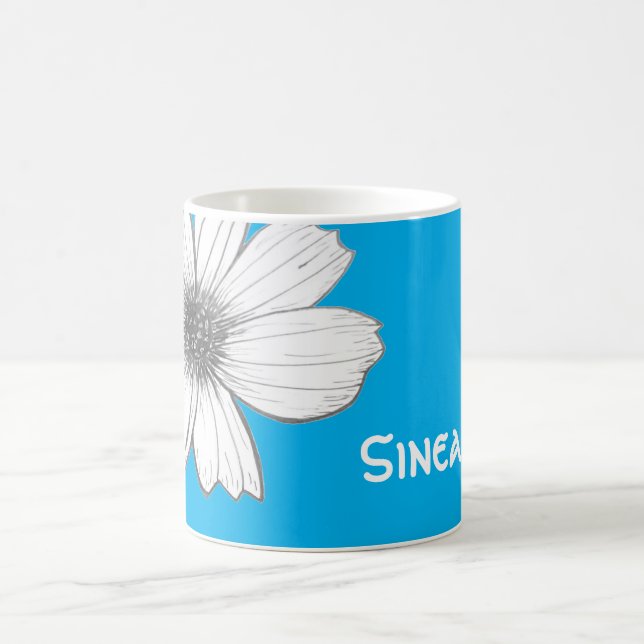Mug Floral Nom personnalisé Bleu clair (Centre)
