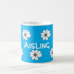 Mug Floral Nom personnalisé clair bleu