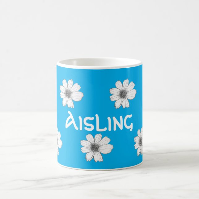 Mug Floral Nom personnalisé clair bleu (Centre)