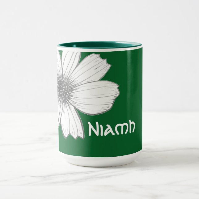 Mug Floral Nom personnalisé vert profond (Centre)