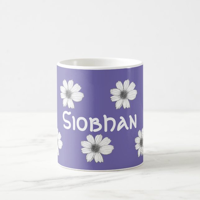 Mug Floral Nom personnalisé violet (Centre)