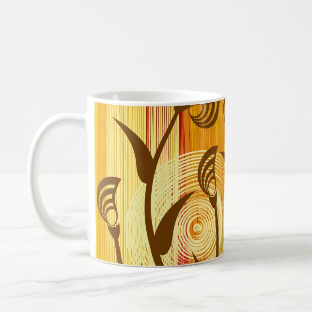 Mug Floral orange : Motif Arrière - plan dynamique (Gauche)