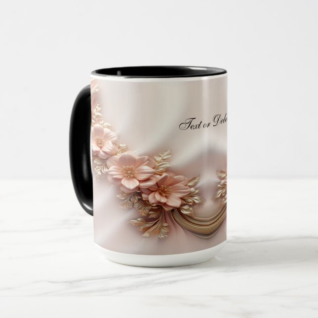 Mug floral orange pêche élégant (Devant gauche)