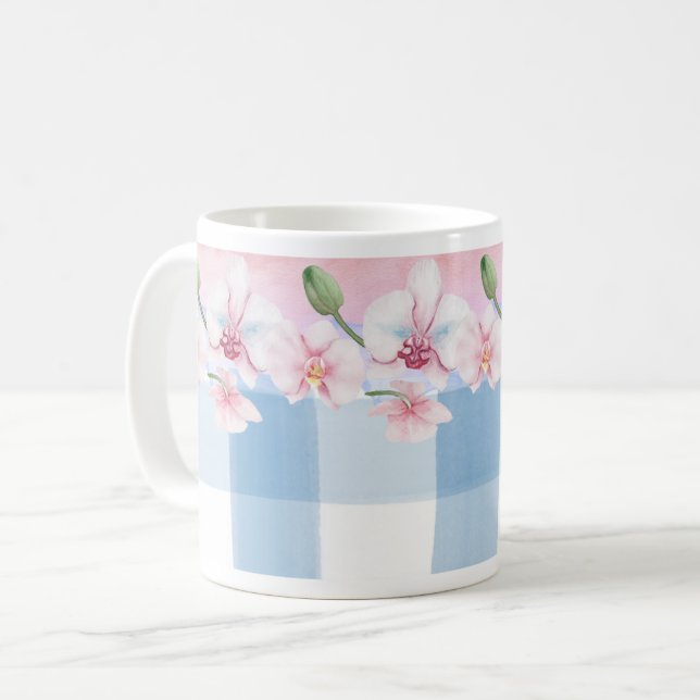 Mug Floral orchidée à cristal bleu (Devant gauche)