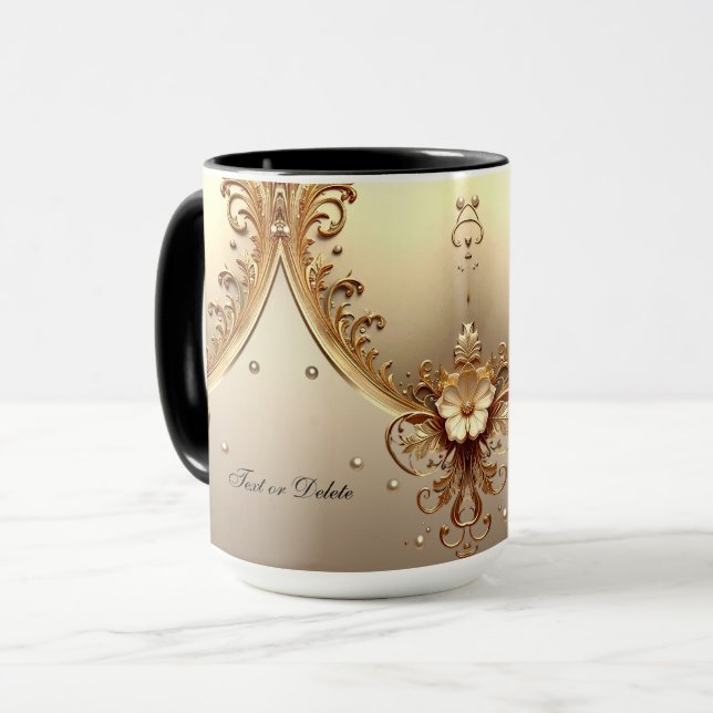 Mug Floral Orné Doré (Devant gauche)