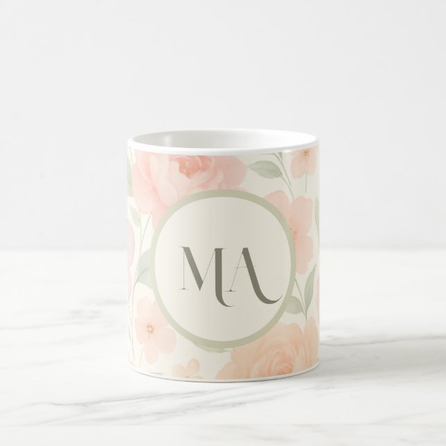 Mug floral Pastel personnalisé avec monogramme (Centre)