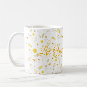 Mug floral personnalisé avec nom ou texte personna