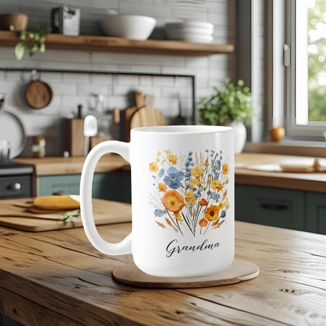 Mug floral personnalisé pour grand-mère avec amour (Créateur téléchargé)