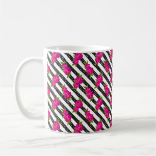 Mug Floral Pink en stripes verticales
