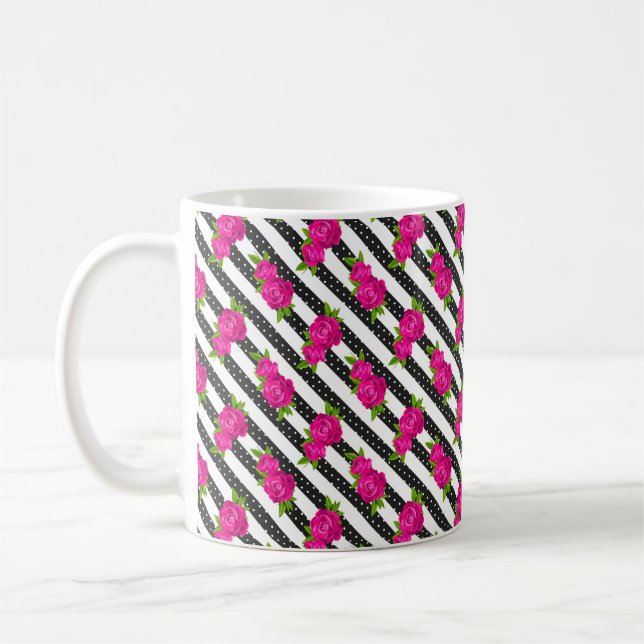 Mug Floral Pink en stripes verticales (Gauche)