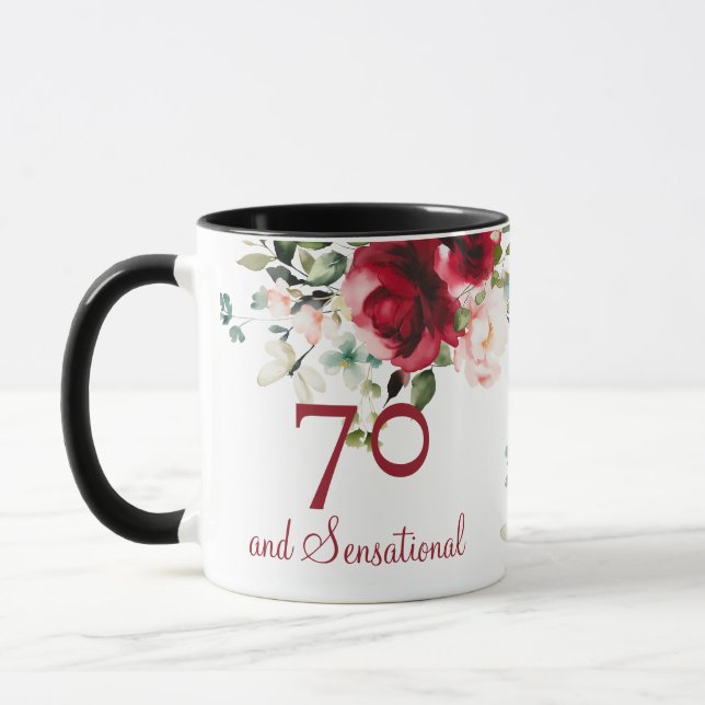Mug floral pour 70e anniversaire (Gauche)