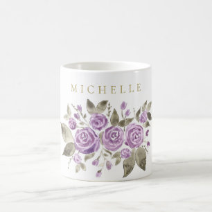 Mug Floral pourpre avec le nom