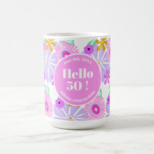 Mug floral romantique classique joli pour 50 ans